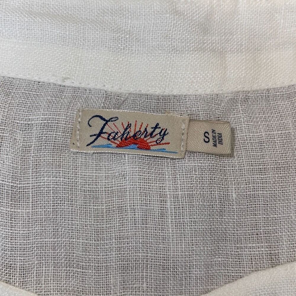 Faherty Womens Bria Sleeveless Lace Trim Linen Belted Dress Cream Size Small - Picture 10 of 14